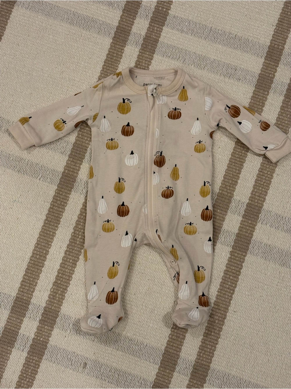 Petit Lem Pumpkin Footed Onesie